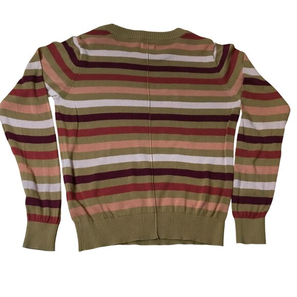 PACT Organic Cotton Striped Sweater M Autumn Cozy 70s Throwback Earth Tone Crew - Picture 5 of 9